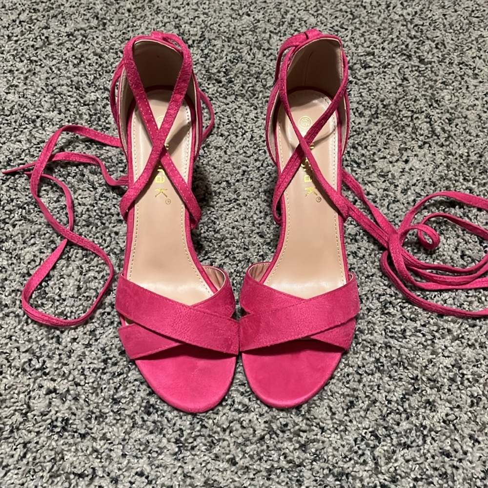 Allegra K Blissful Step Crisscross Block Heels - Picture 4 of 9